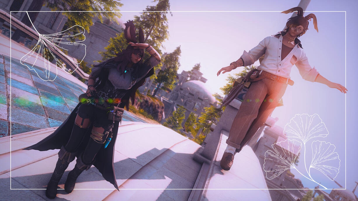 With her adopted brother, Bem